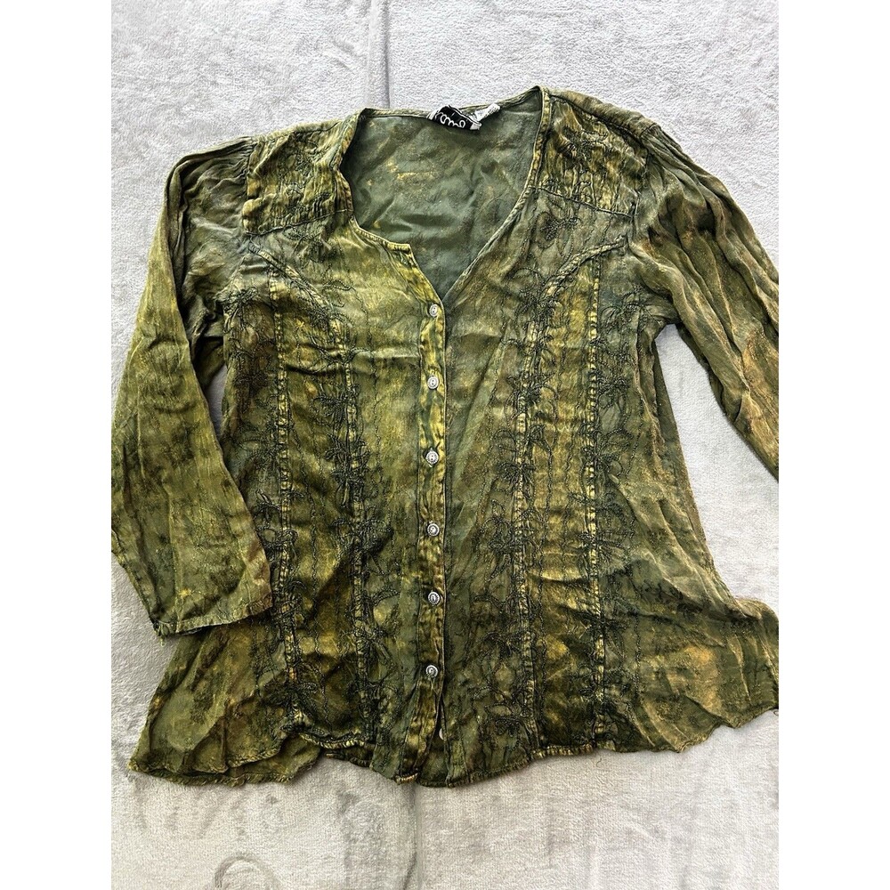 Raaga Womens Free Size Green Tie Dye Embroidered Rayon Boho